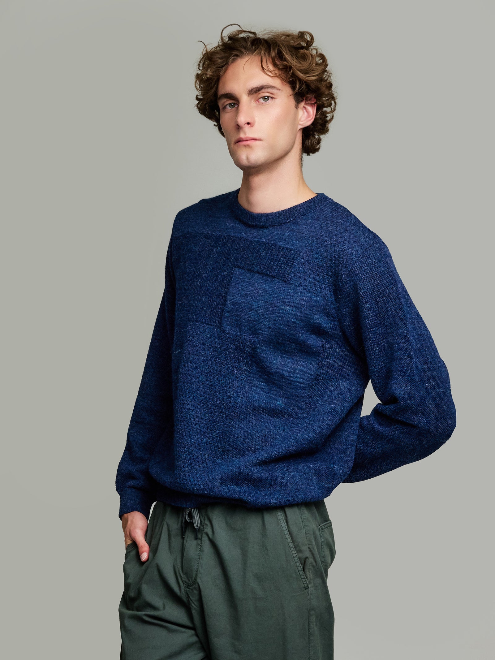 Baby Alpaca Yack Sweater in Blue