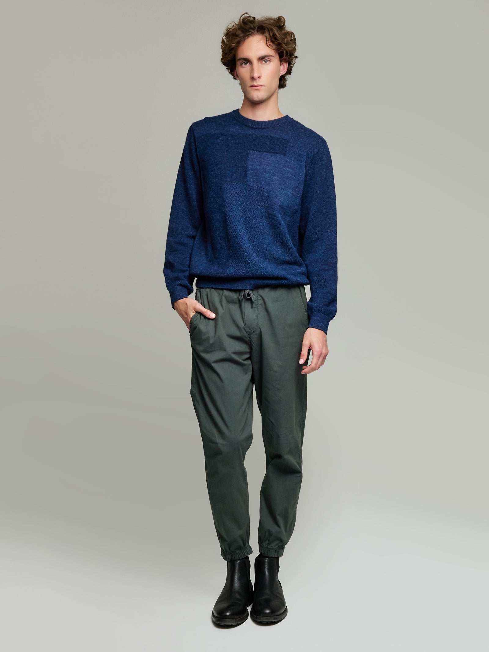 Baby Alpaca Yack Sweater in Blue