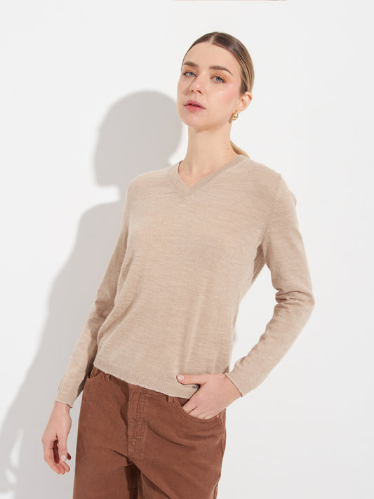 Suéter Abril De Baby Alpaca Color Beige