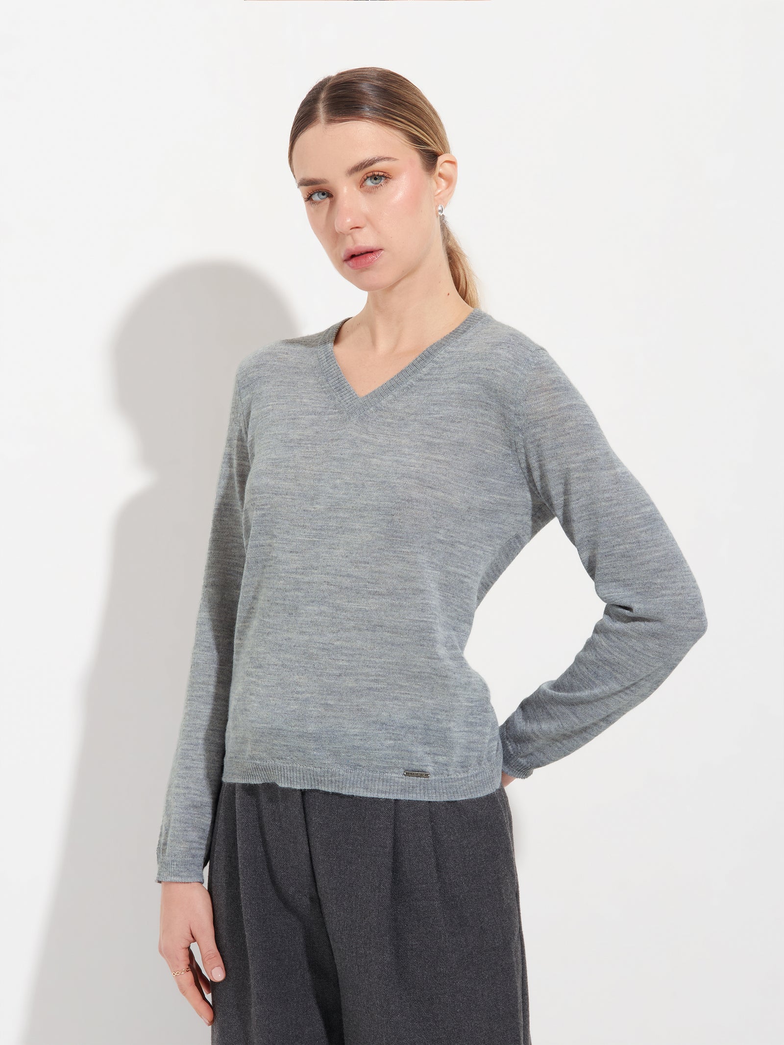 Gray Baby Alpaca April Sweater