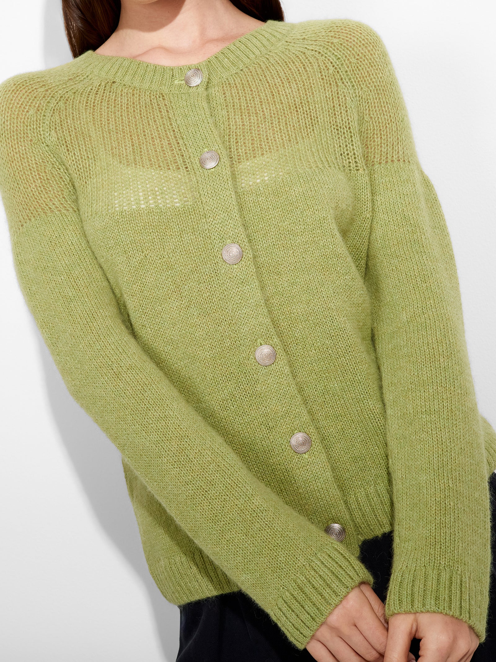 Cárdigan Zabine De Baby Alpaca Color Verde