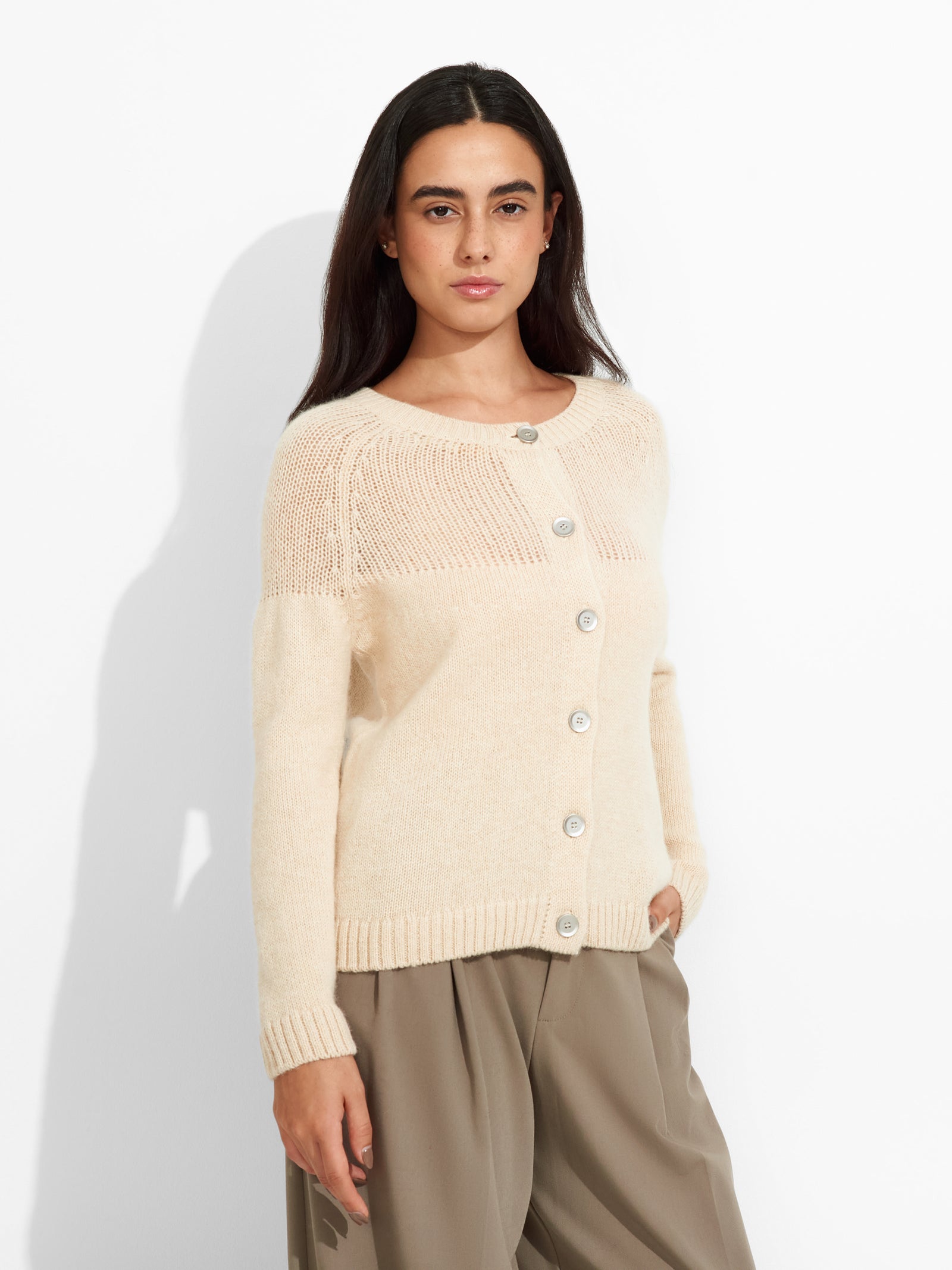 Zabine Beige Cardigan Baby Alpaca Color Beige