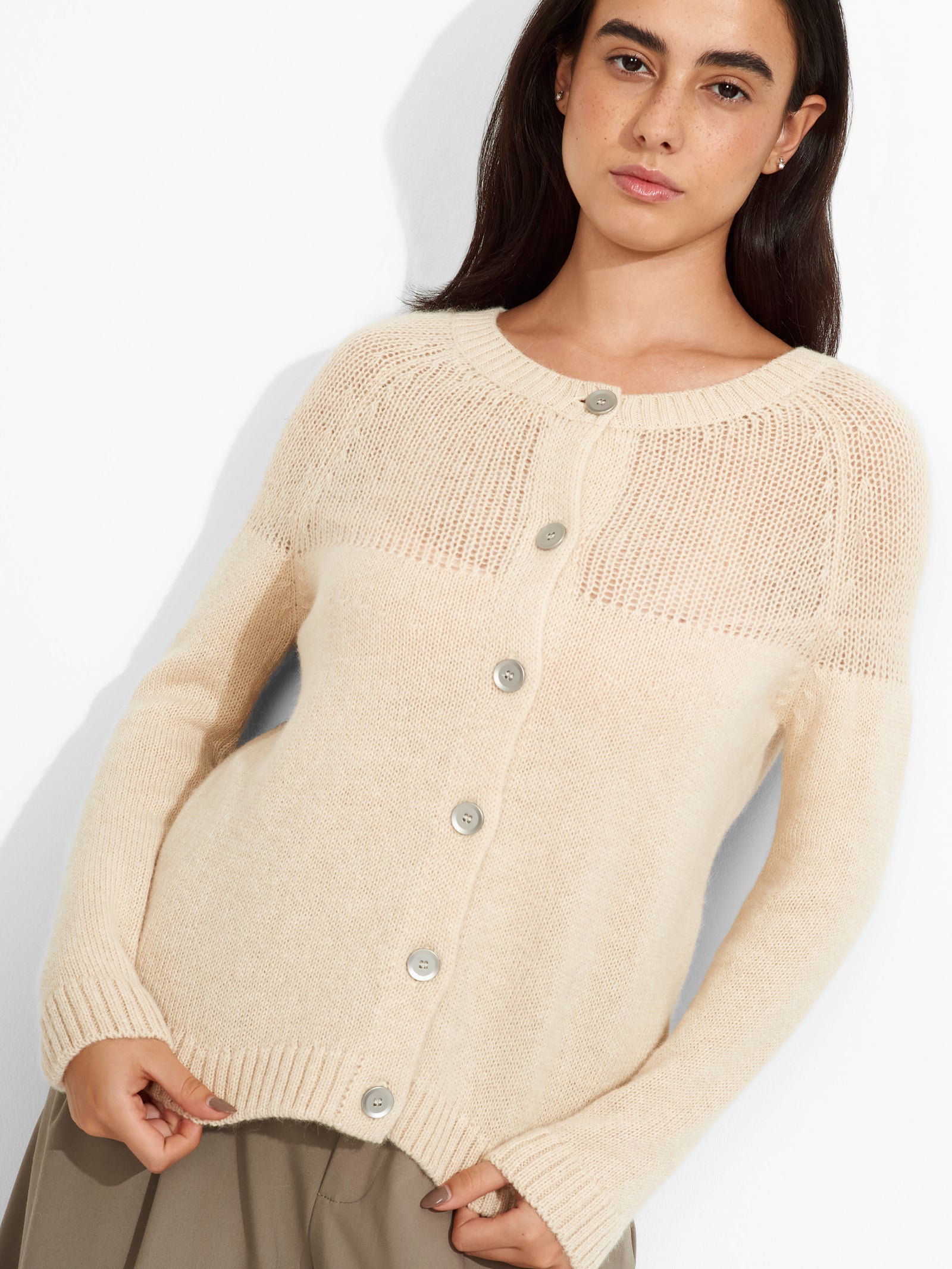 Zabine Beige Cardigan Baby Alpaca Color Beige