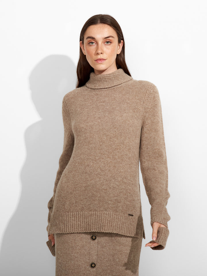 Zero Baby Alpaca Sweater in Brown
