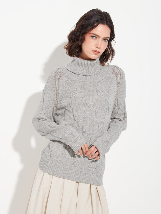 Suéter Bettina De Baby Alpaca Color Gris