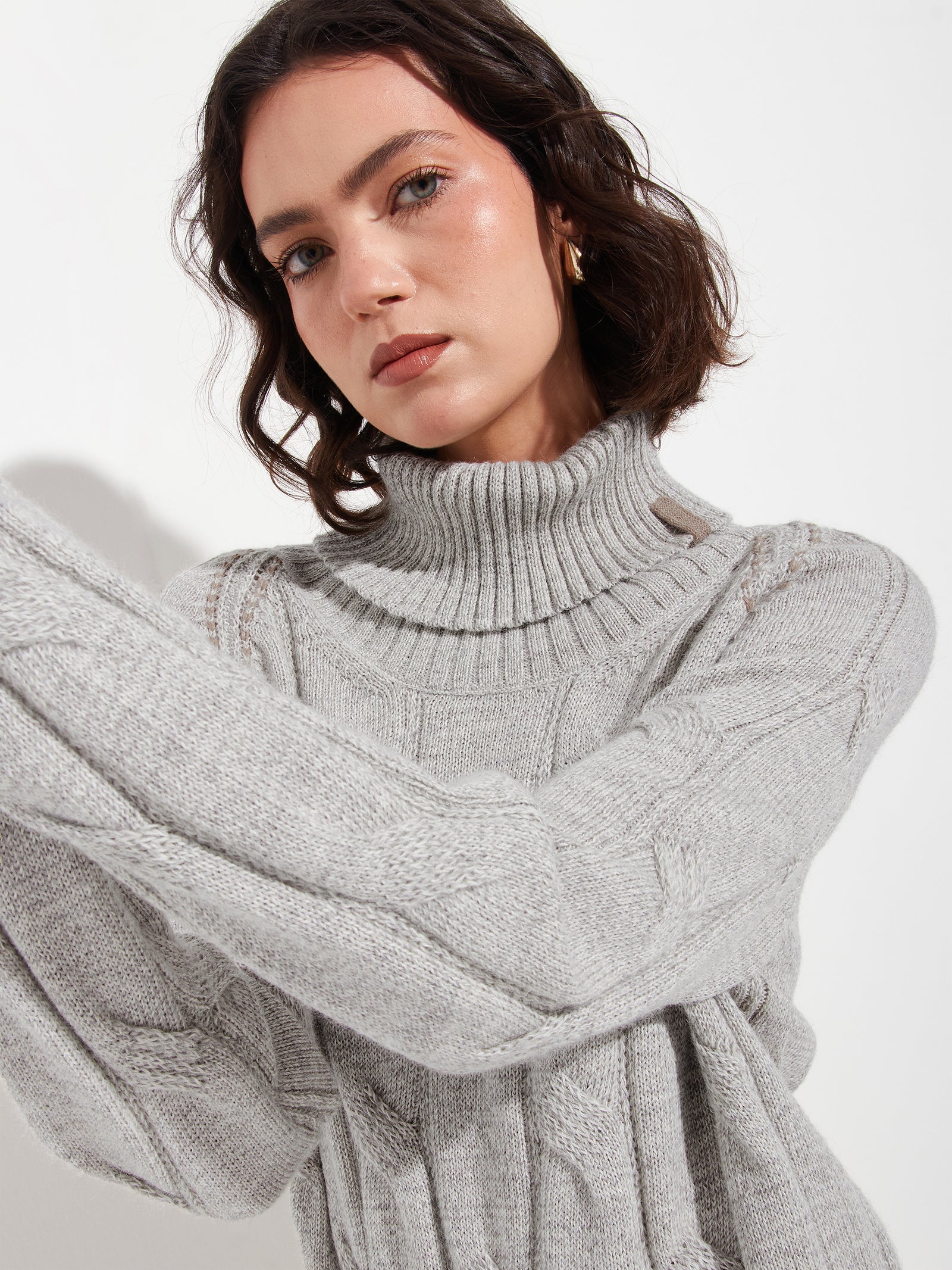 Suéter Bettina De Baby Alpaca Color Gris