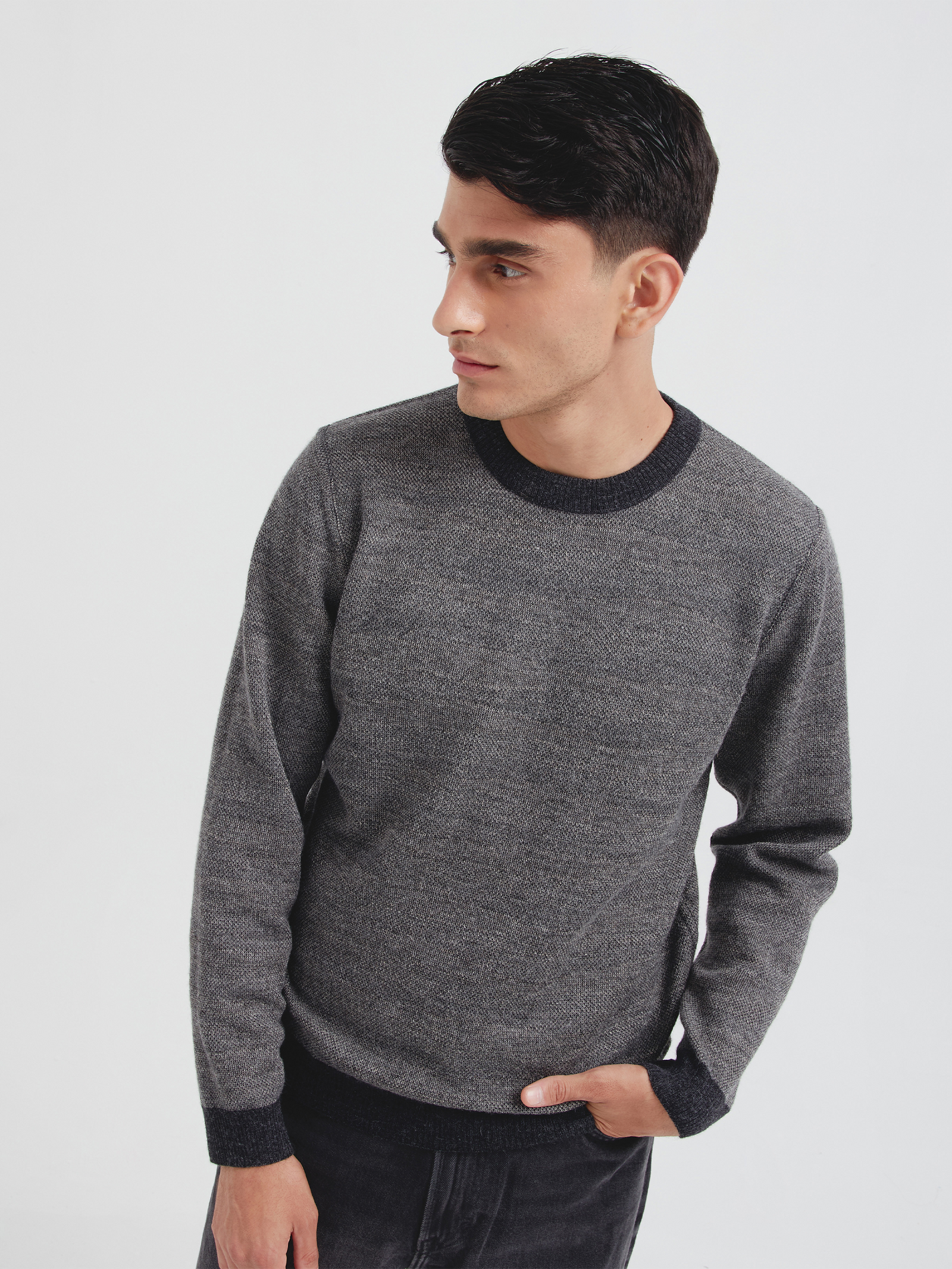 Christian Sweater In Gray Baby Alpaca Color Grey