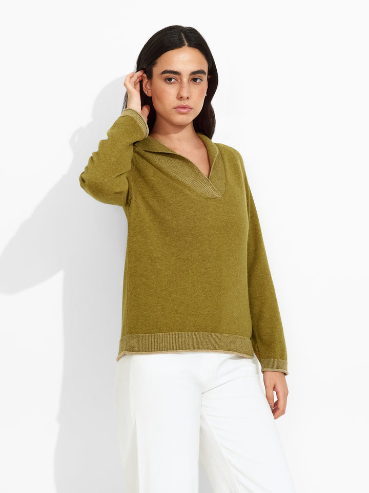 Zolena Green Cotton Sweater