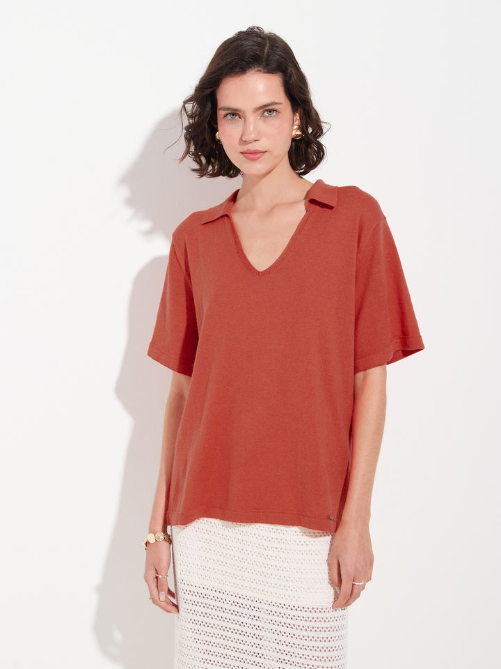 Polo Zymba De Algodón Color Naranja