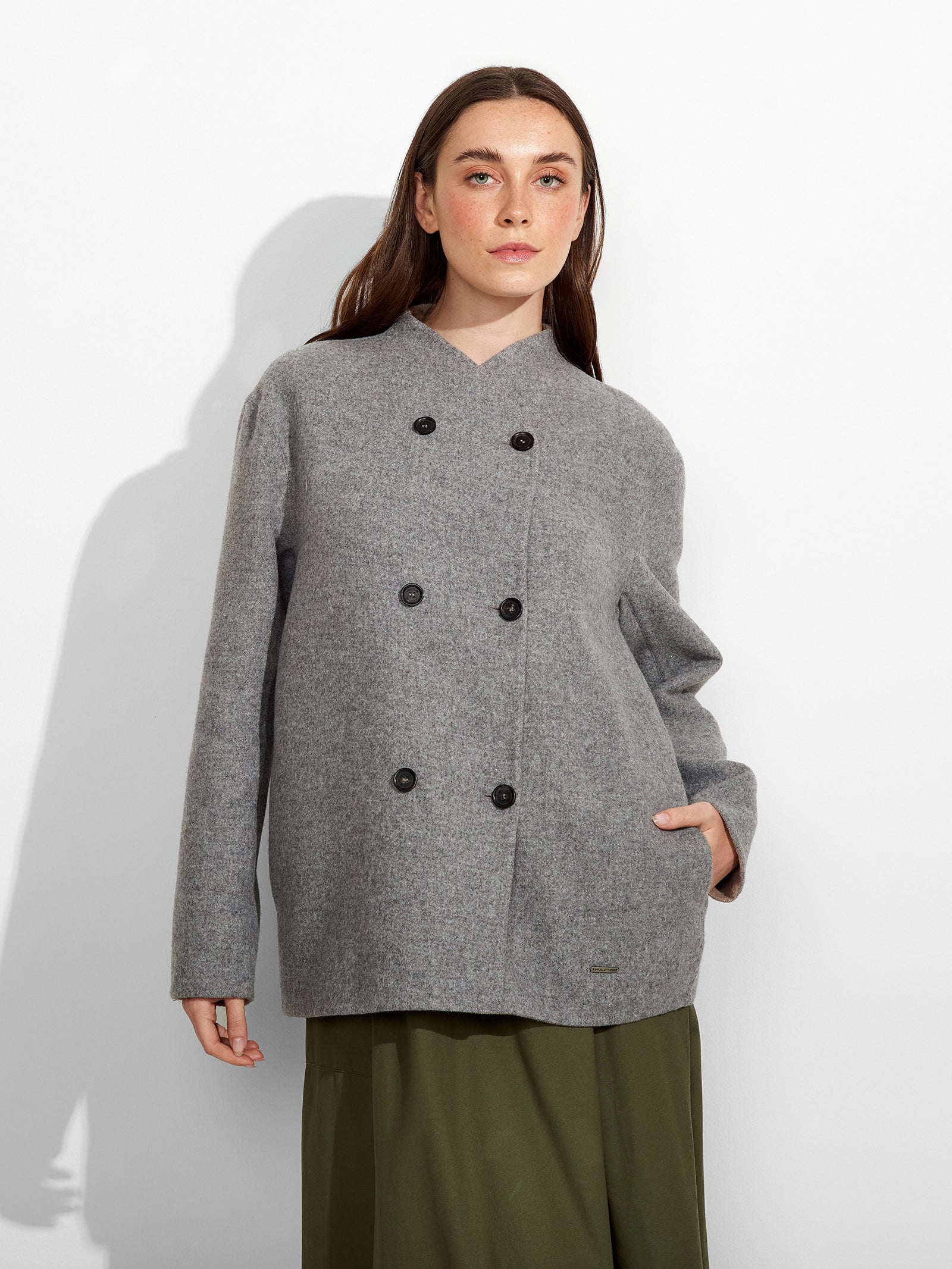 Saco Zumilda De Baby Alpaca Color Gris