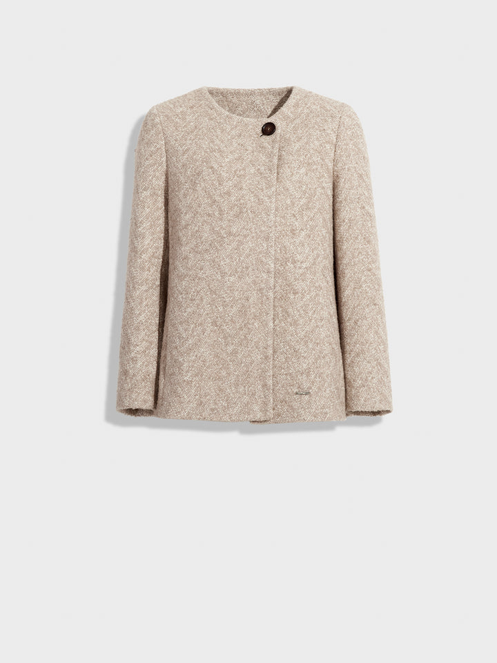 Zigzag Beige Baby Alpaca Cardigan