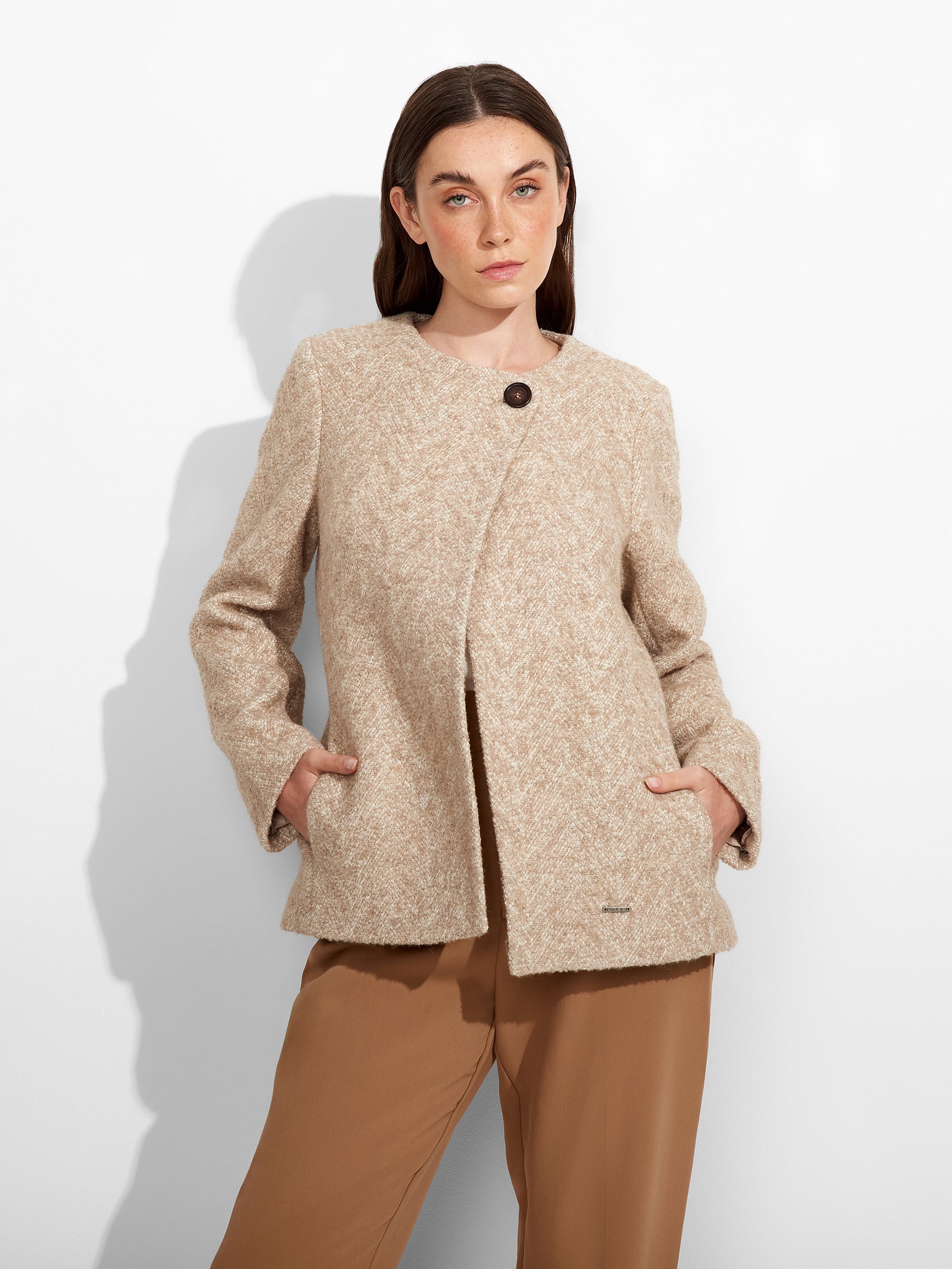 Zigzag Beige Baby Alpaca Cardigan