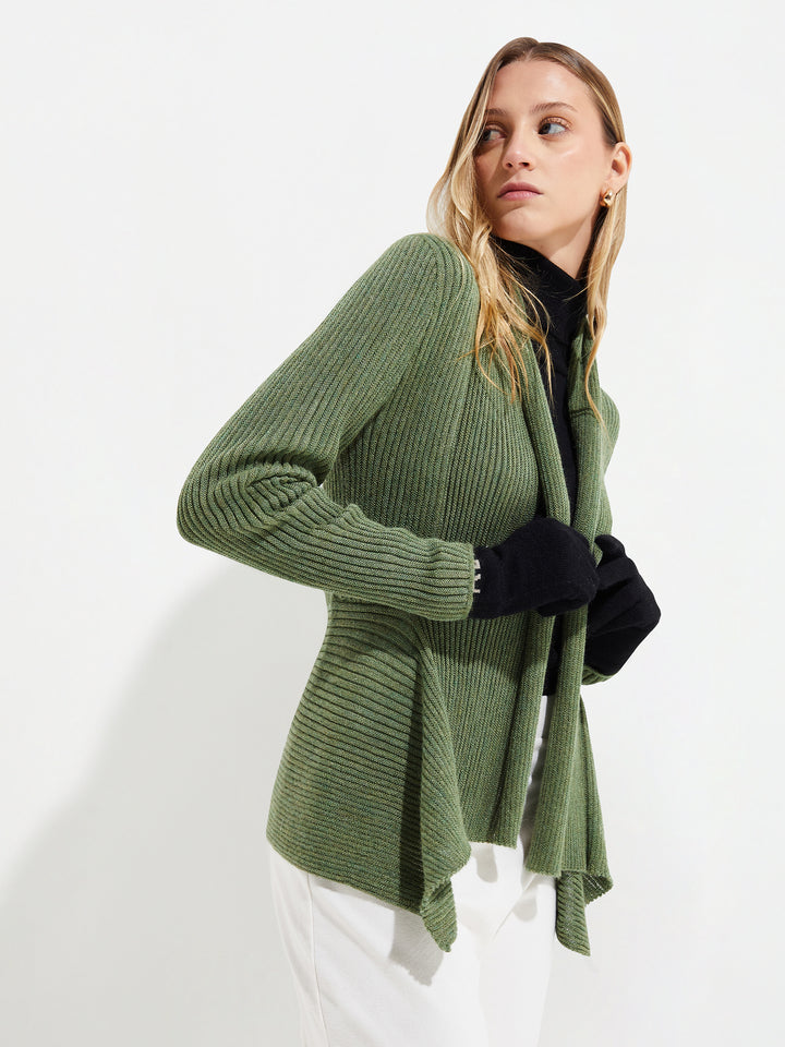 Yzzie Green Baby Alpaca Cardigan