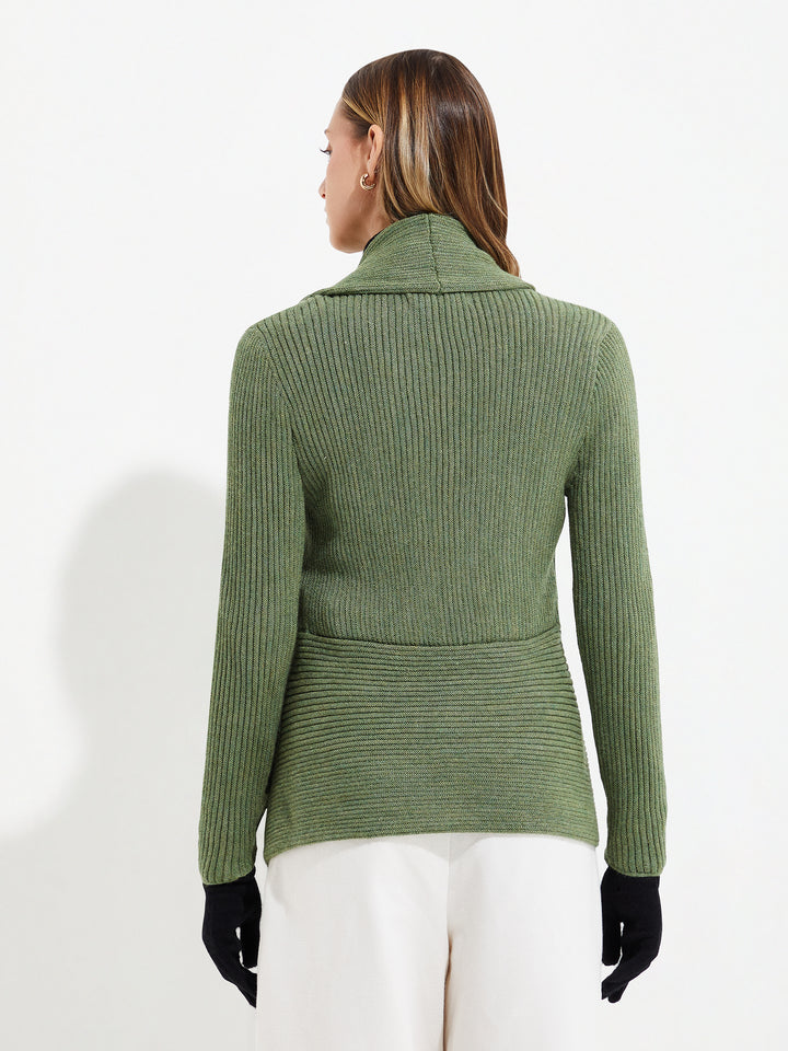 Yzzie Green Baby Alpaca Cardigan