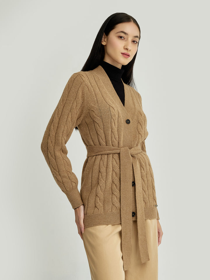 Yessica Baby Alpaca Cardigan Camel Color