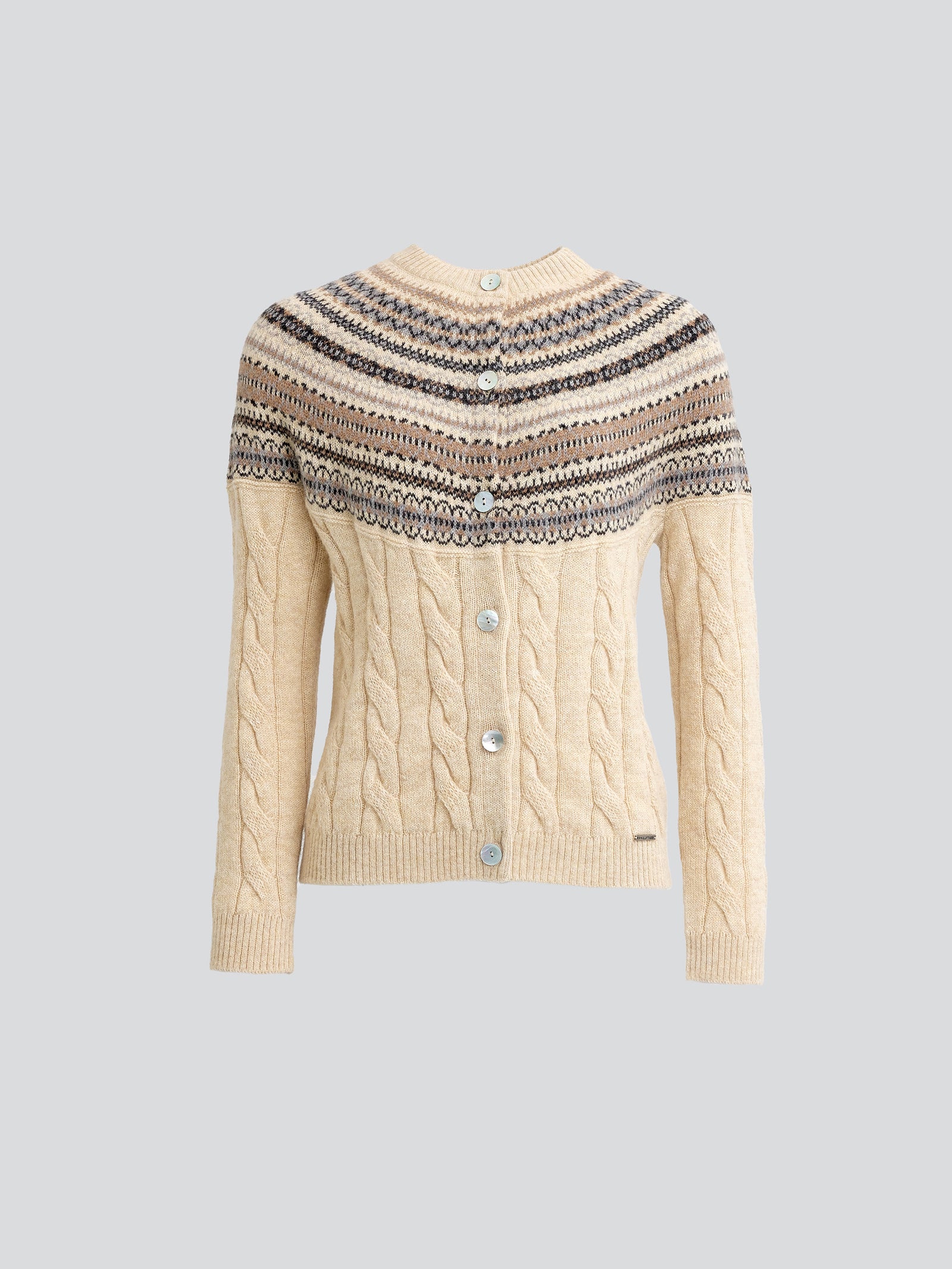 Beige Baby Alpaca Yoke Cardigan