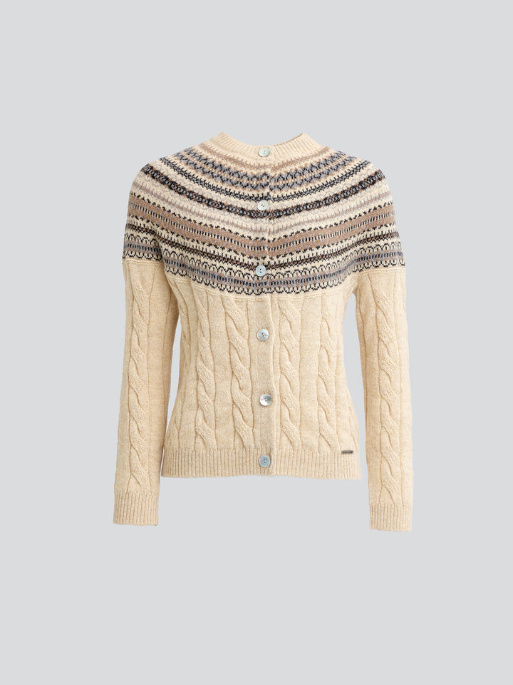 Beige Baby Alpaca Yoke Cardigan