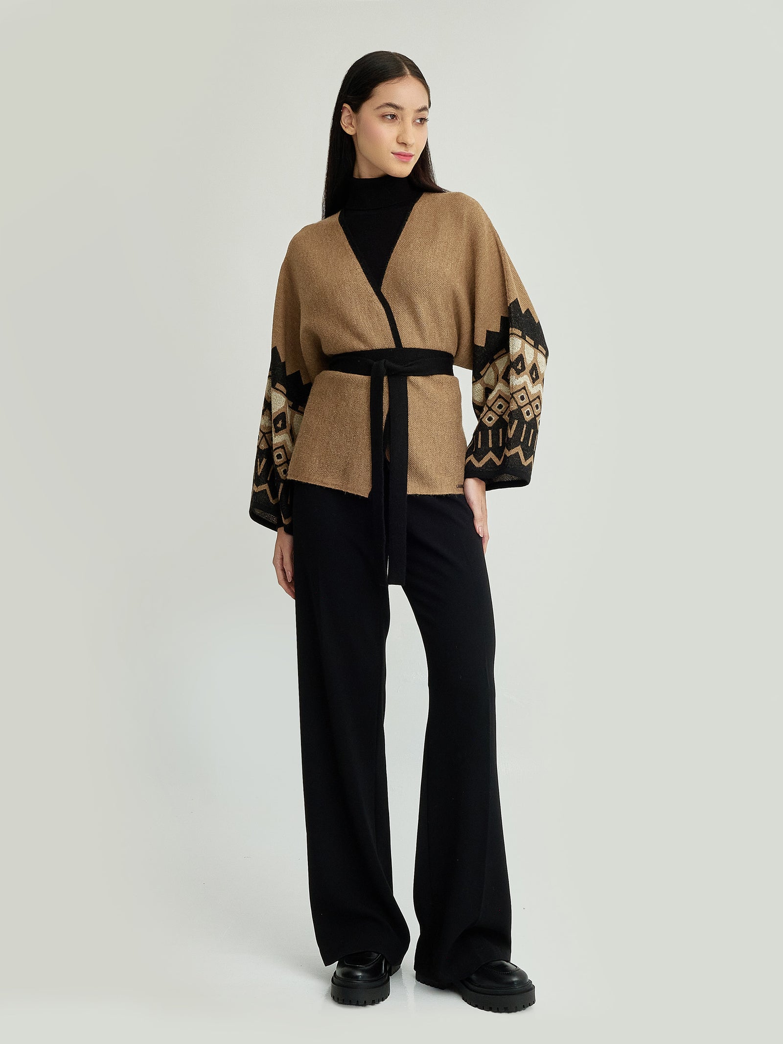 Camel-colored Yacinta Baby Alpaca Cardigan