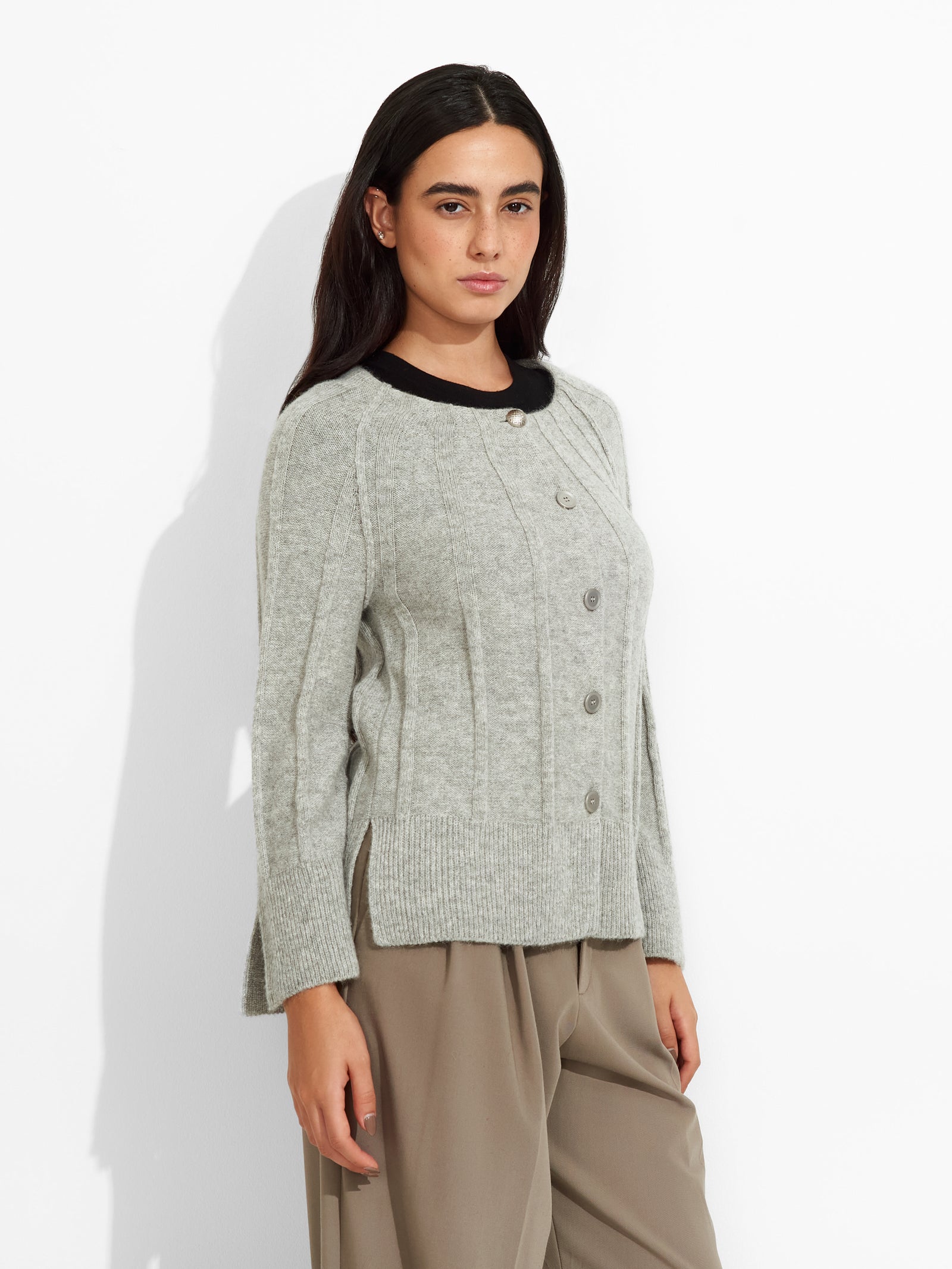 Cárdigan Zephir De Baby Alpaca Color Gris