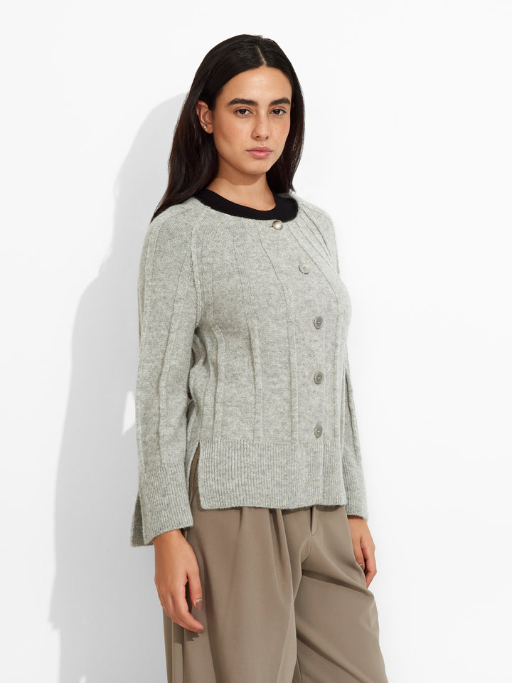 Cárdigan Zephir De Baby Alpaca Color Gris