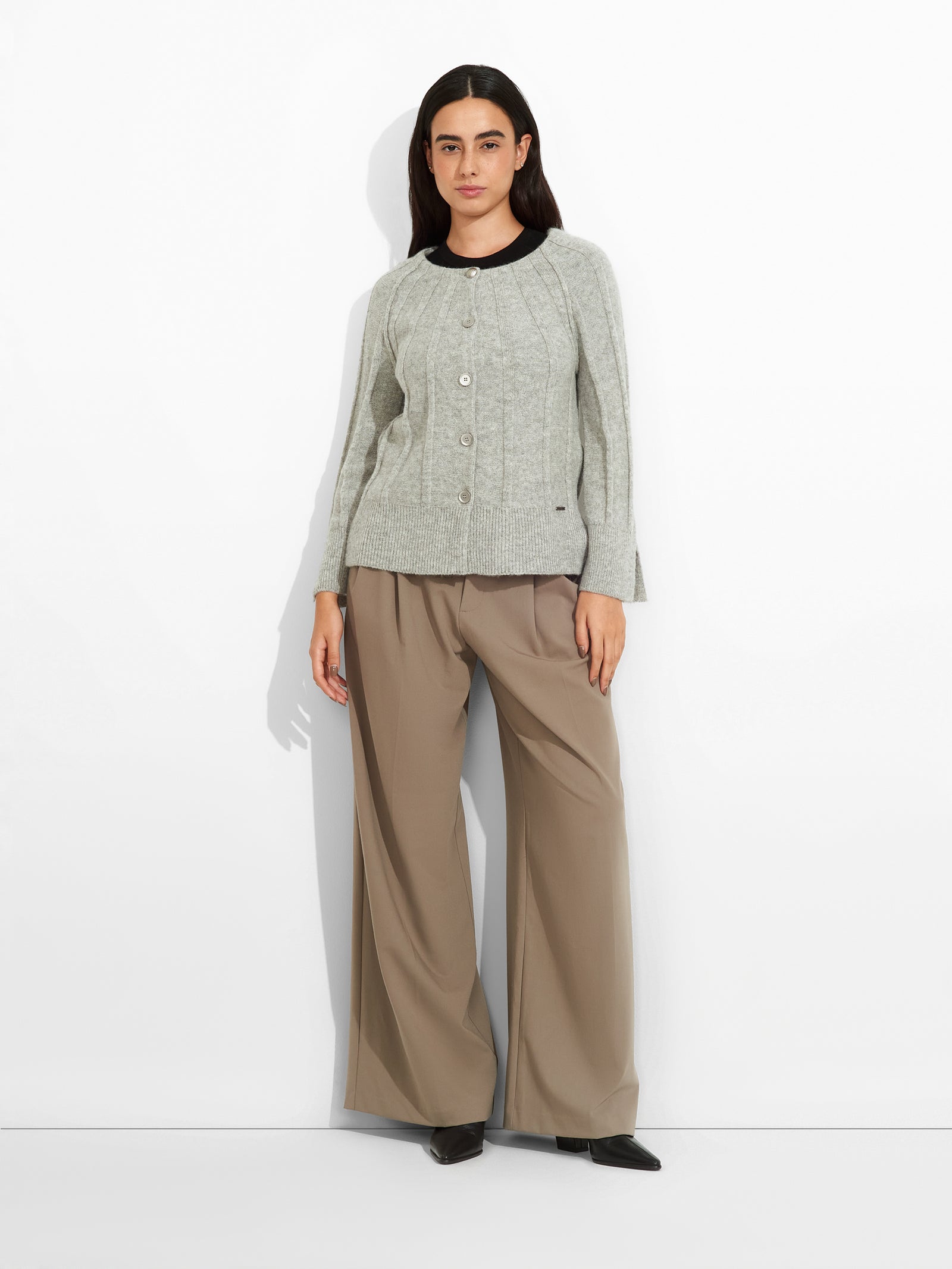 Cárdigan Zephir De Baby Alpaca Color Gris