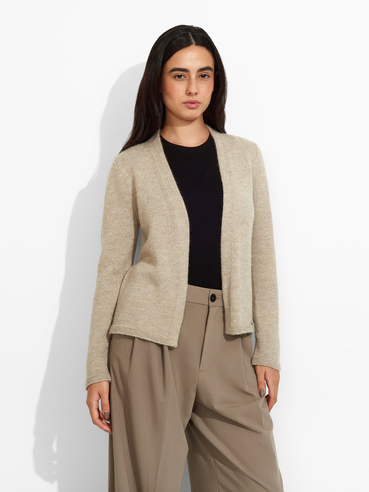 Baby Alpaca Sapphire Cardigan in Beige
