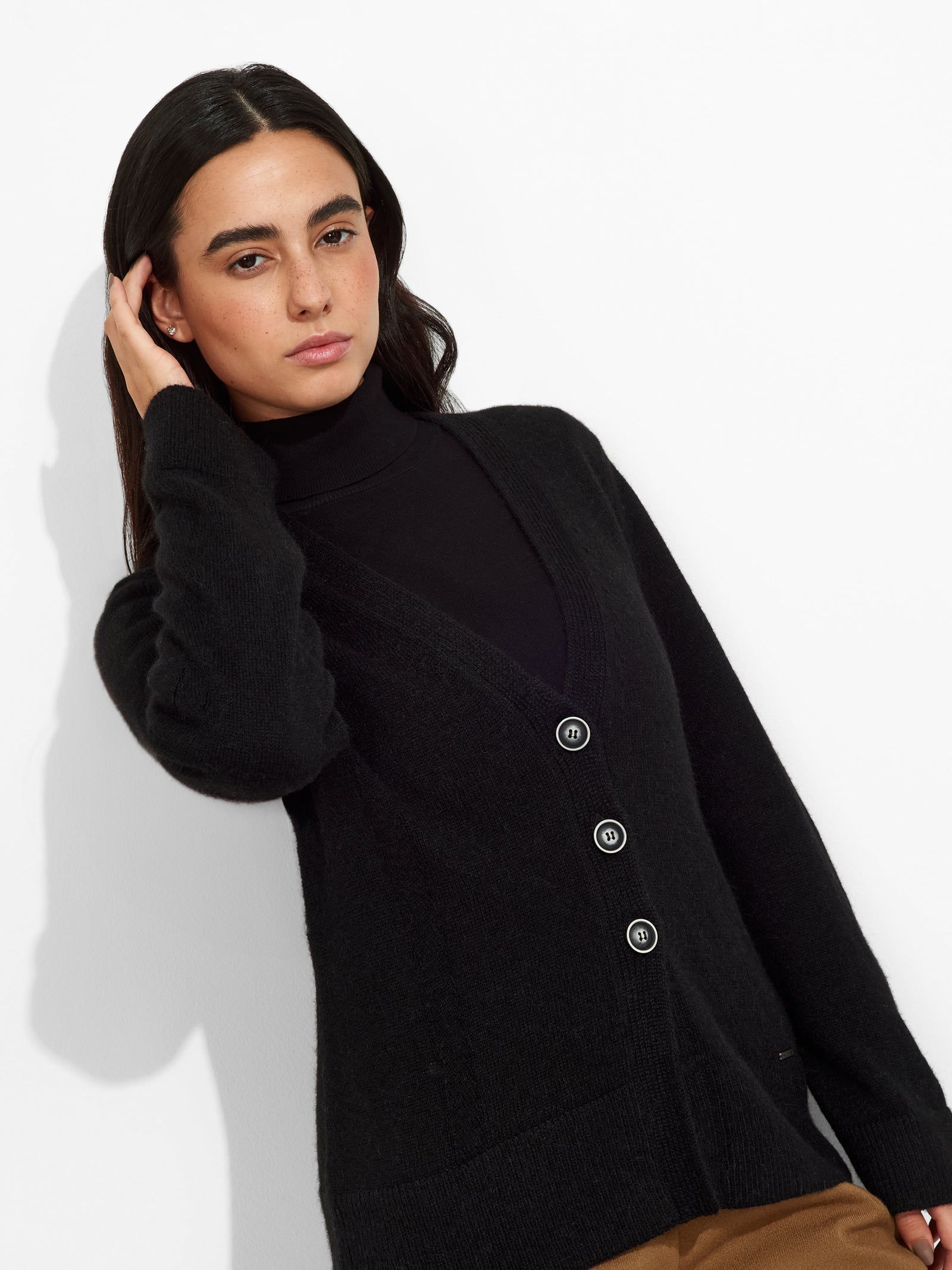 Zia Cardigan in Baby Alpaca Color Black