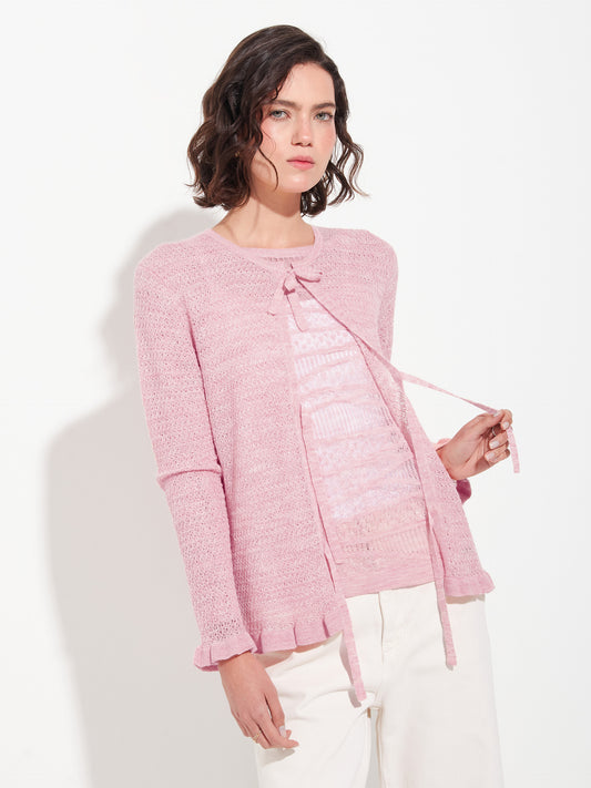 Cárdigan Zaeta De Baby Alpaca Color Rosado