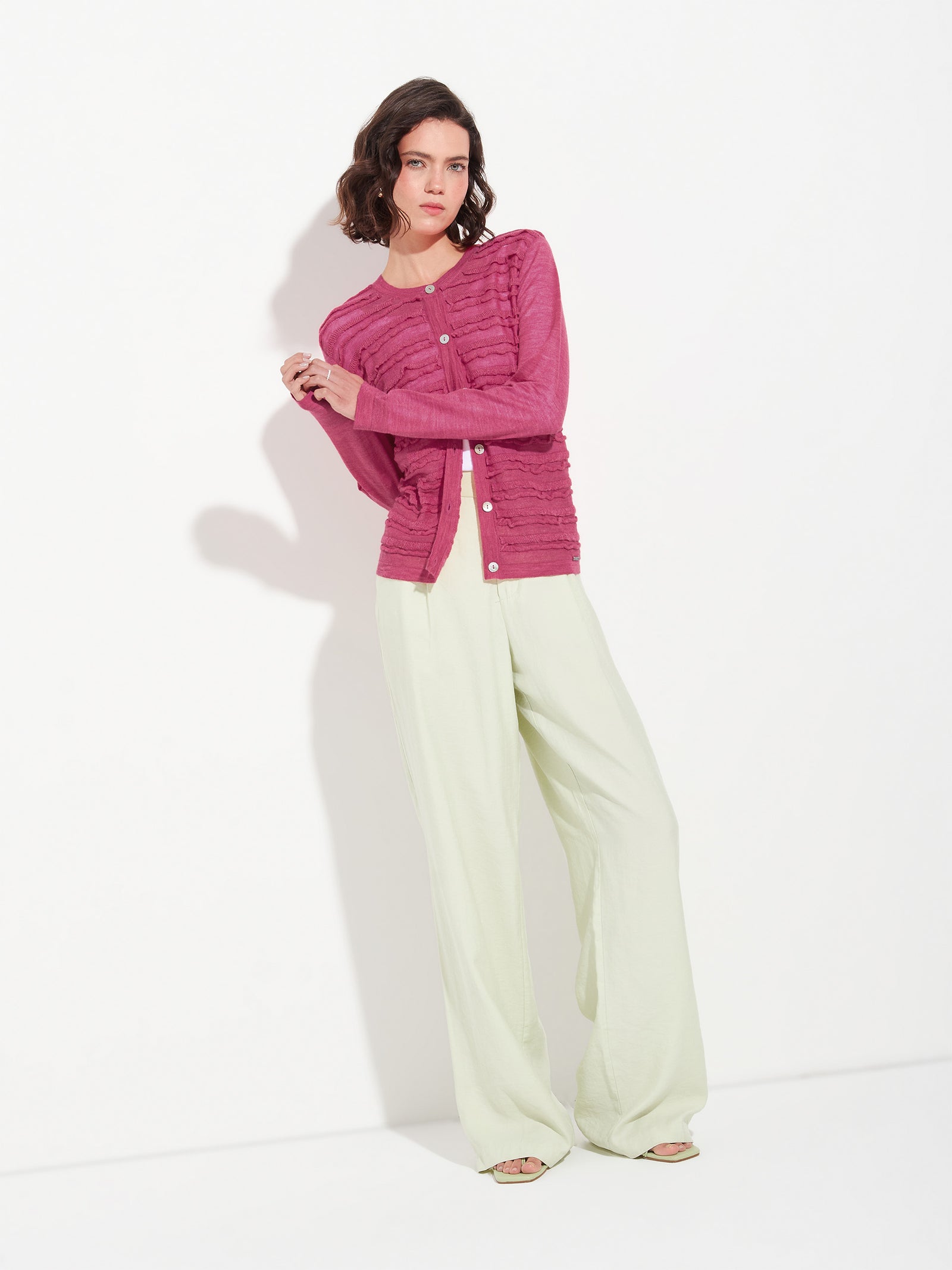 Cárdigan Zarina De Baby Alpaca Color Fucsia