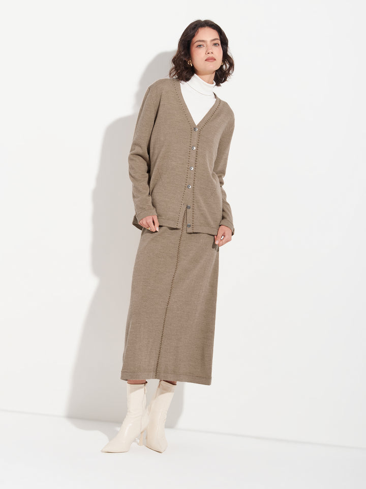 Brenda Cardigan In Brown Baby Alpaca