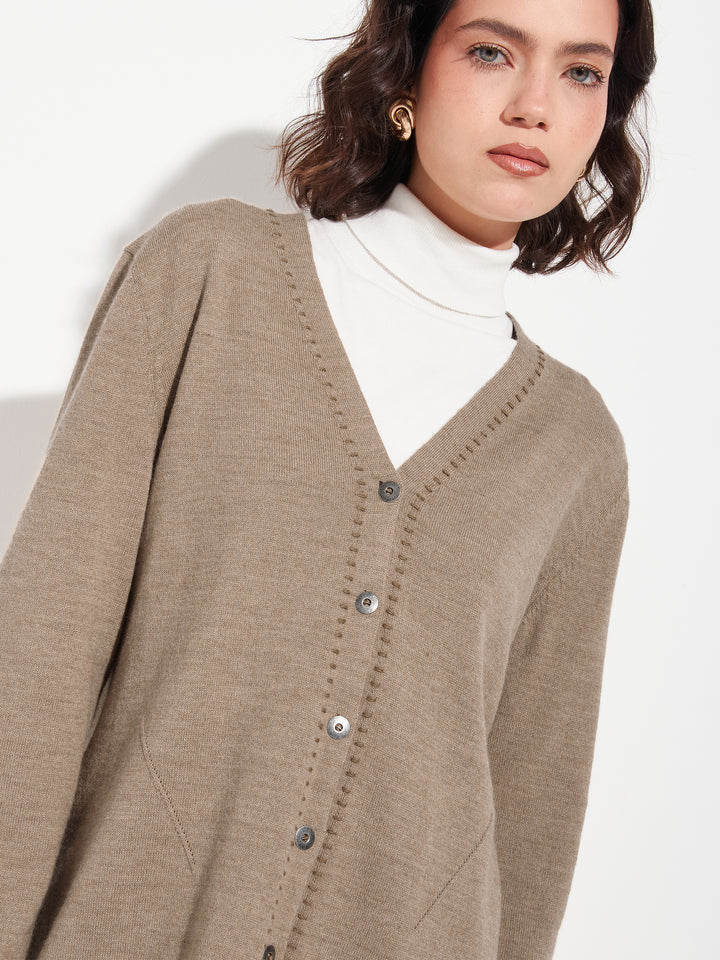 Brenda Cardigan In Brown Baby Alpaca