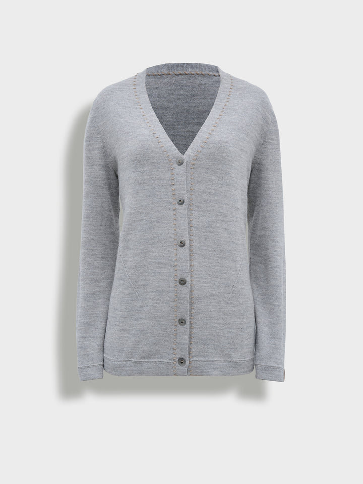 Brenda Card Baby Alpaca Gray Cardigan