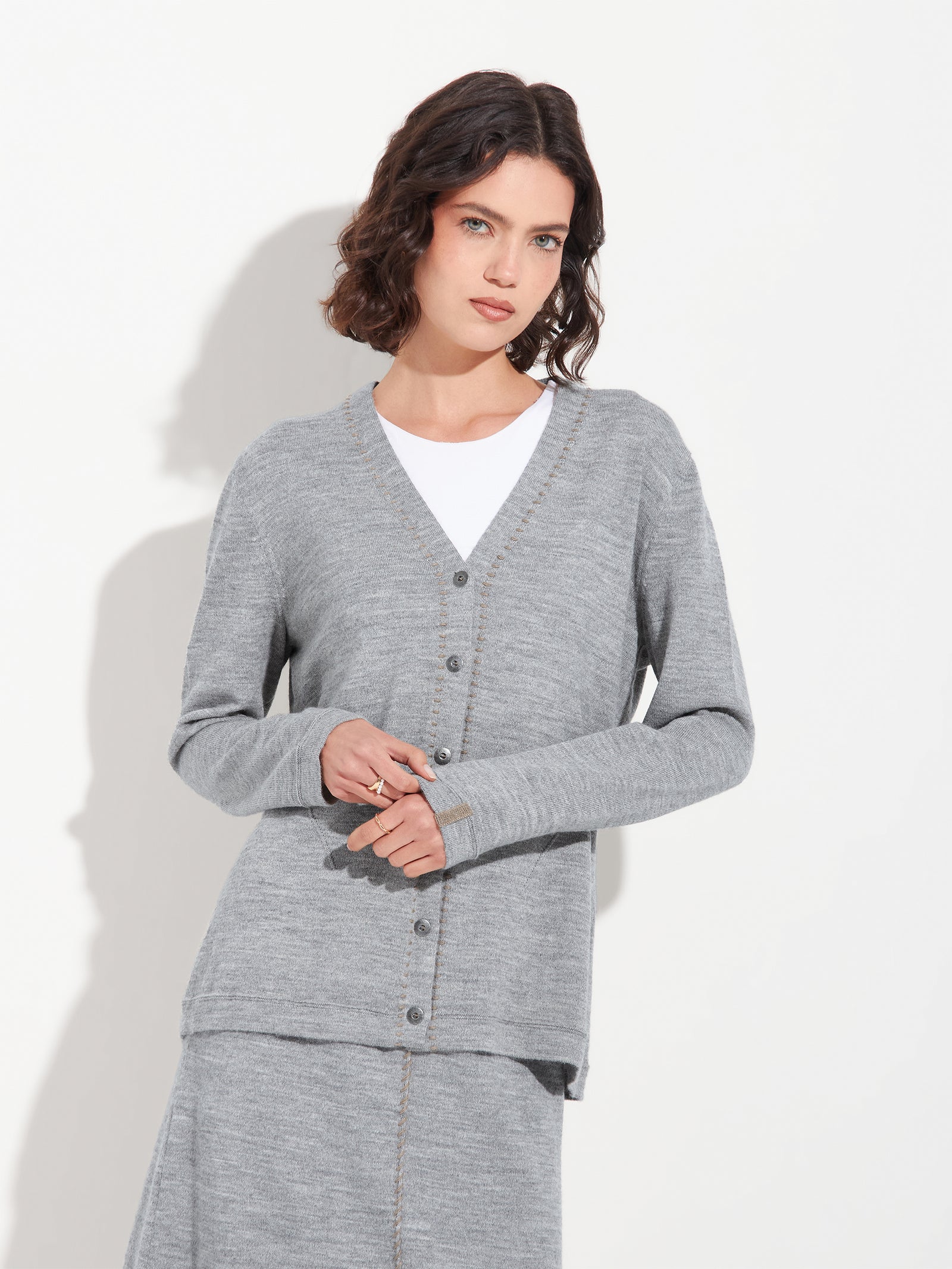 Cárdigan Brenda Card De Baby Alpaca Color Gris