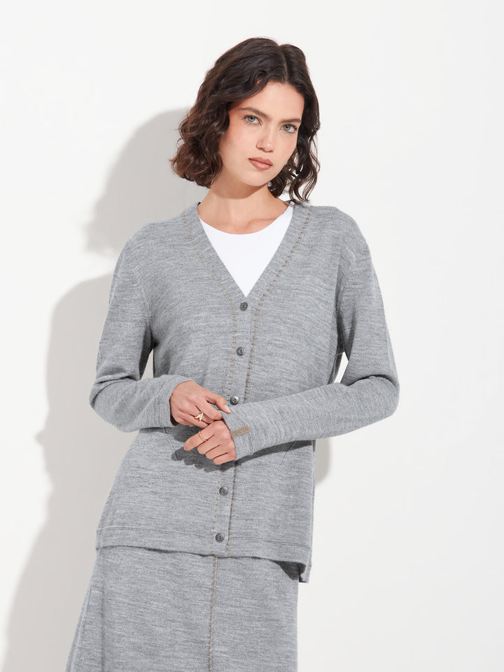 Brenda Card Baby Alpaca Gray Cardigan