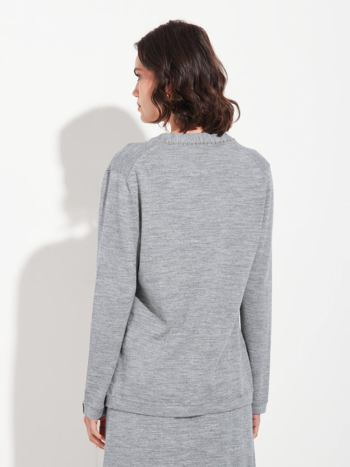 Brenda Card Baby Alpaca Gray Cardigan