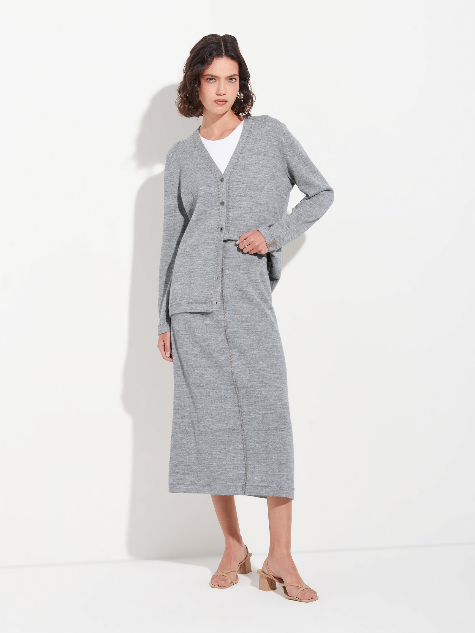 Cárdigan Brenda Card De Baby Alpaca Color Gris