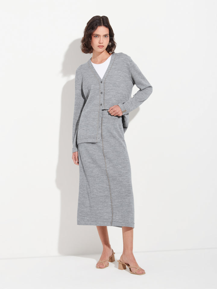 Brenda Card Baby Alpaca Gray Cardigan