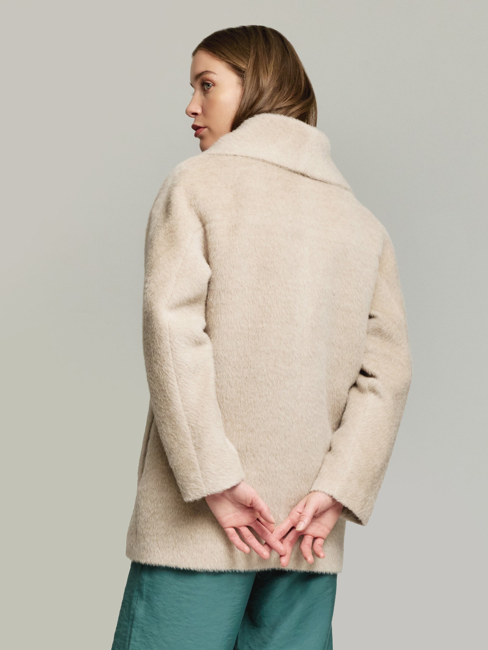Saco Yvanka De Alpaca Suri Color Beige