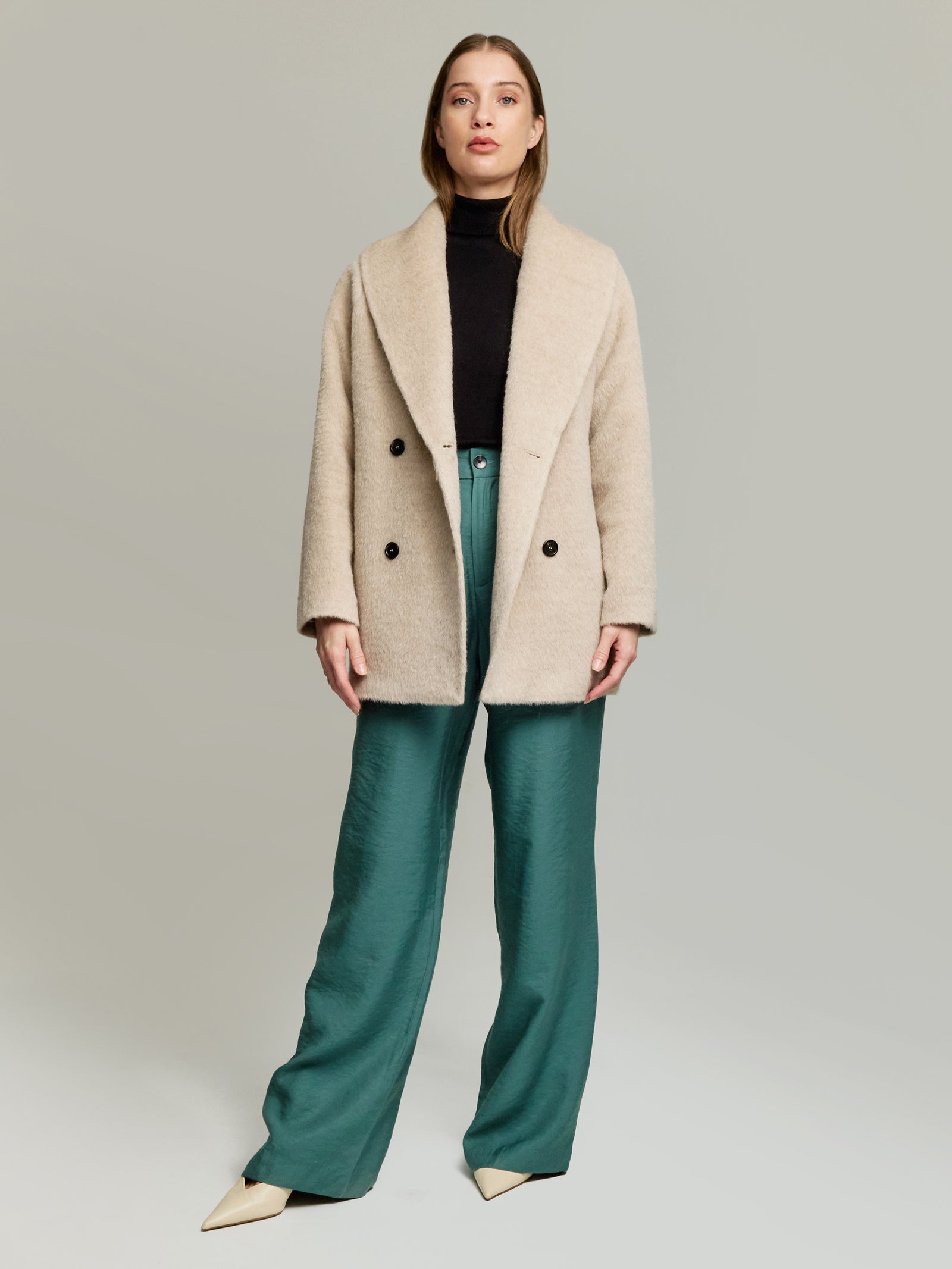 Saco Yvanka De Alpaca Suri Color Beige