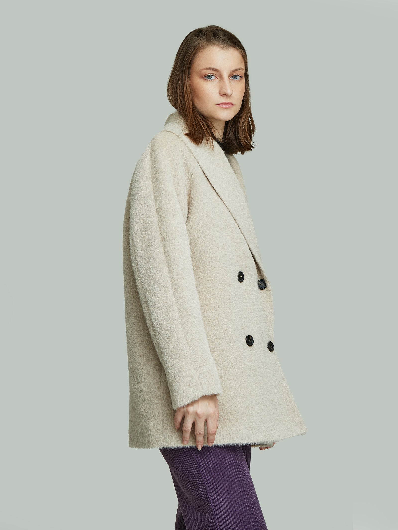 Saco Yvanka De Alpaca Suri Color Beige