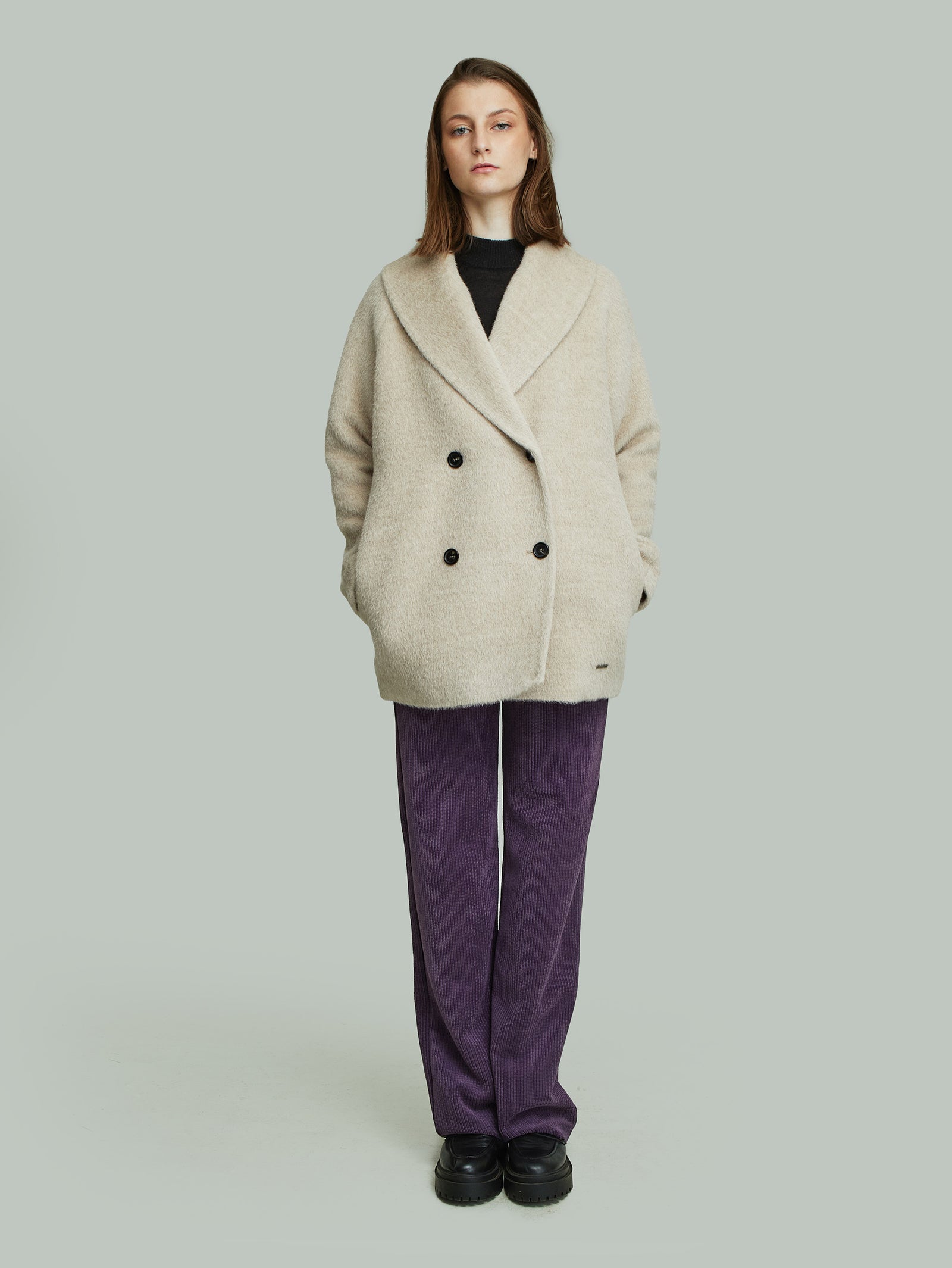 Saco Yvanka De Alpaca Suri Color Beige