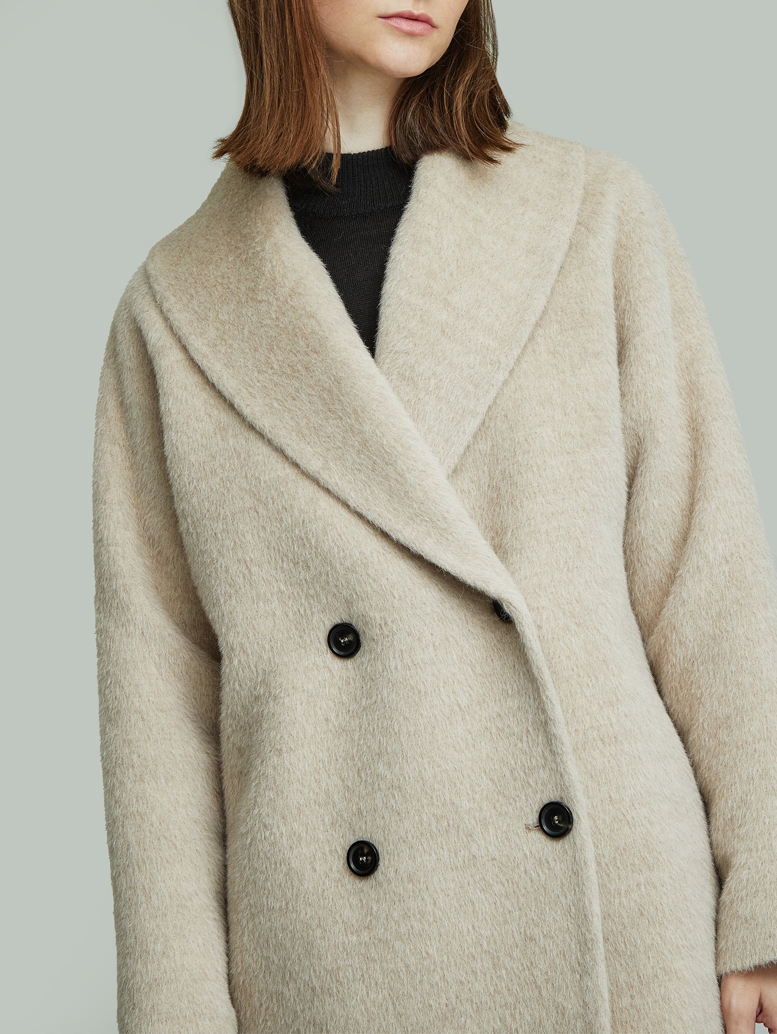 Saco Yvanka De Alpaca Suri Color Beige