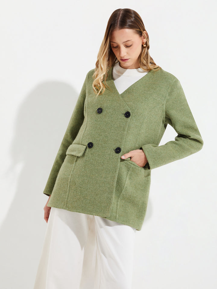 Saco Yvette De Baby Alpaca Y Lana Color Verde