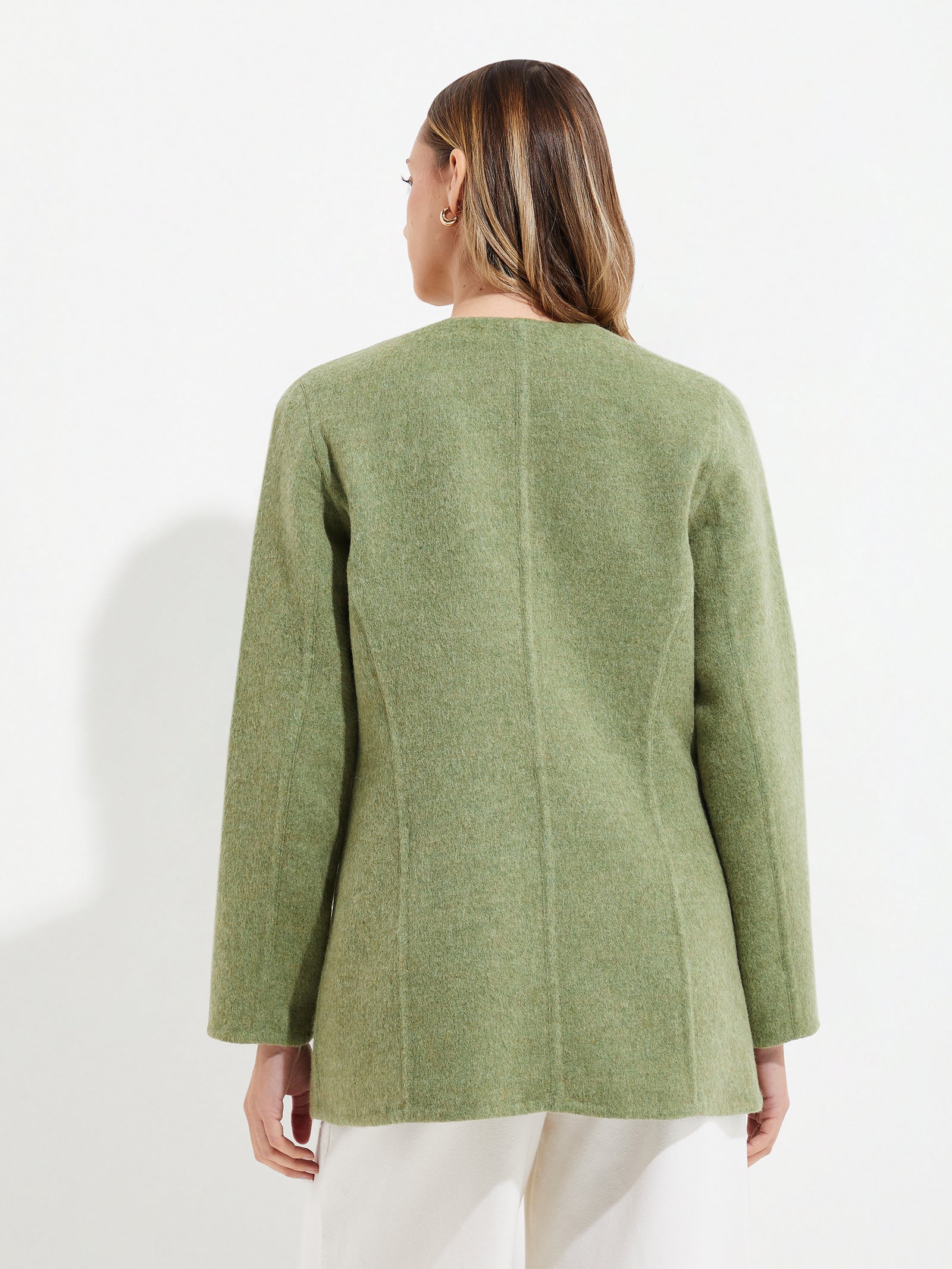 Saco Yvette De Baby Alpaca Y Lana Color Verde