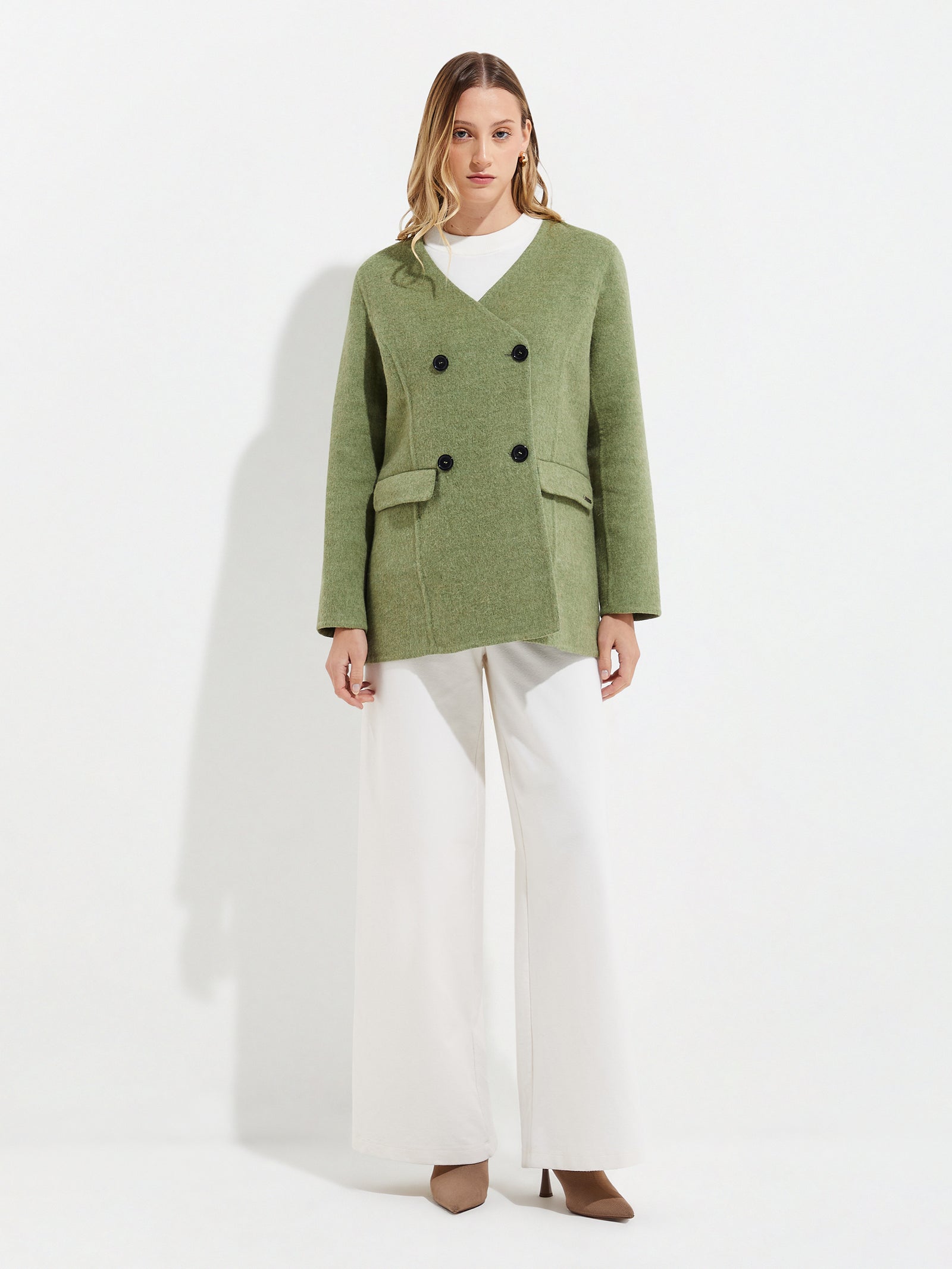 Saco Yvette De Baby Alpaca Y Lana Color Verde