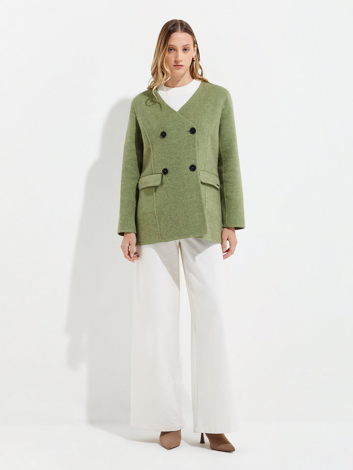 Saco Yvette De Baby Alpaca Y Lana Color Verde