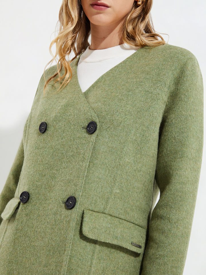 Saco Yvette De Baby Alpaca Y Lana Color Verde