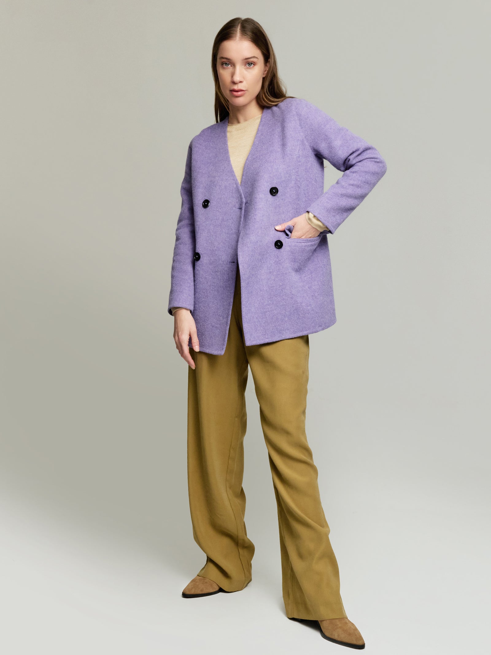 Saco Yvette De Lana & Baby Alpaca Color Morado