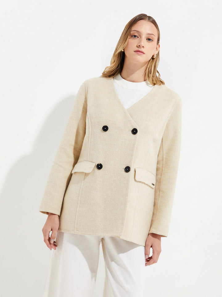 Saco Yvette De Baby Alpaca Y Lana Color Beige