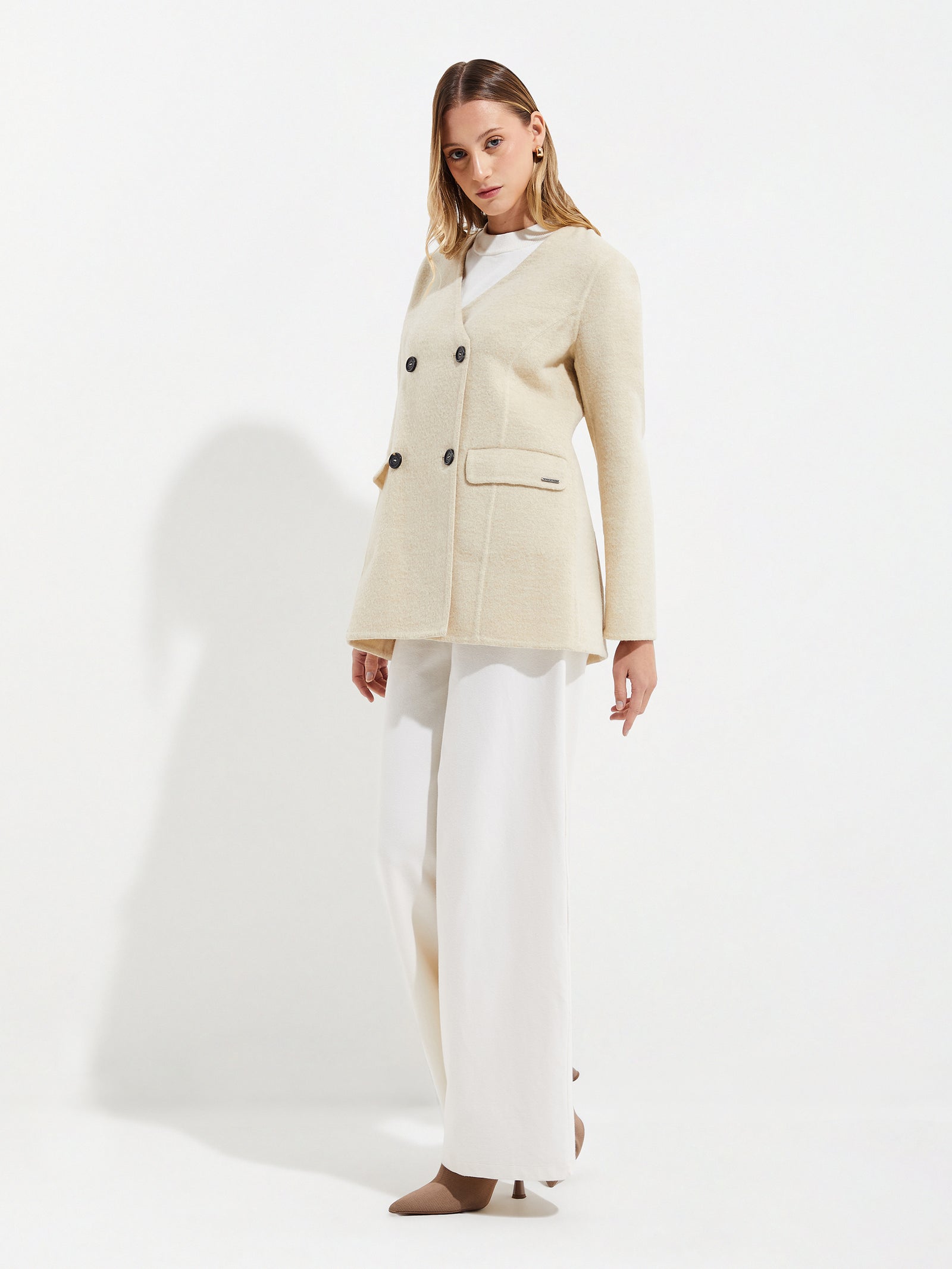 Saco Yvette De Baby Alpaca Y Lana Color Beige